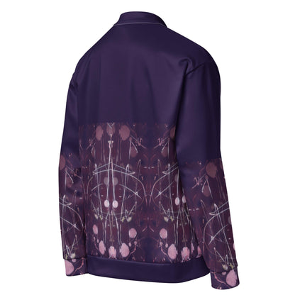 Purple Gradient Bomber Jacket: Batik Style Graphic Design
