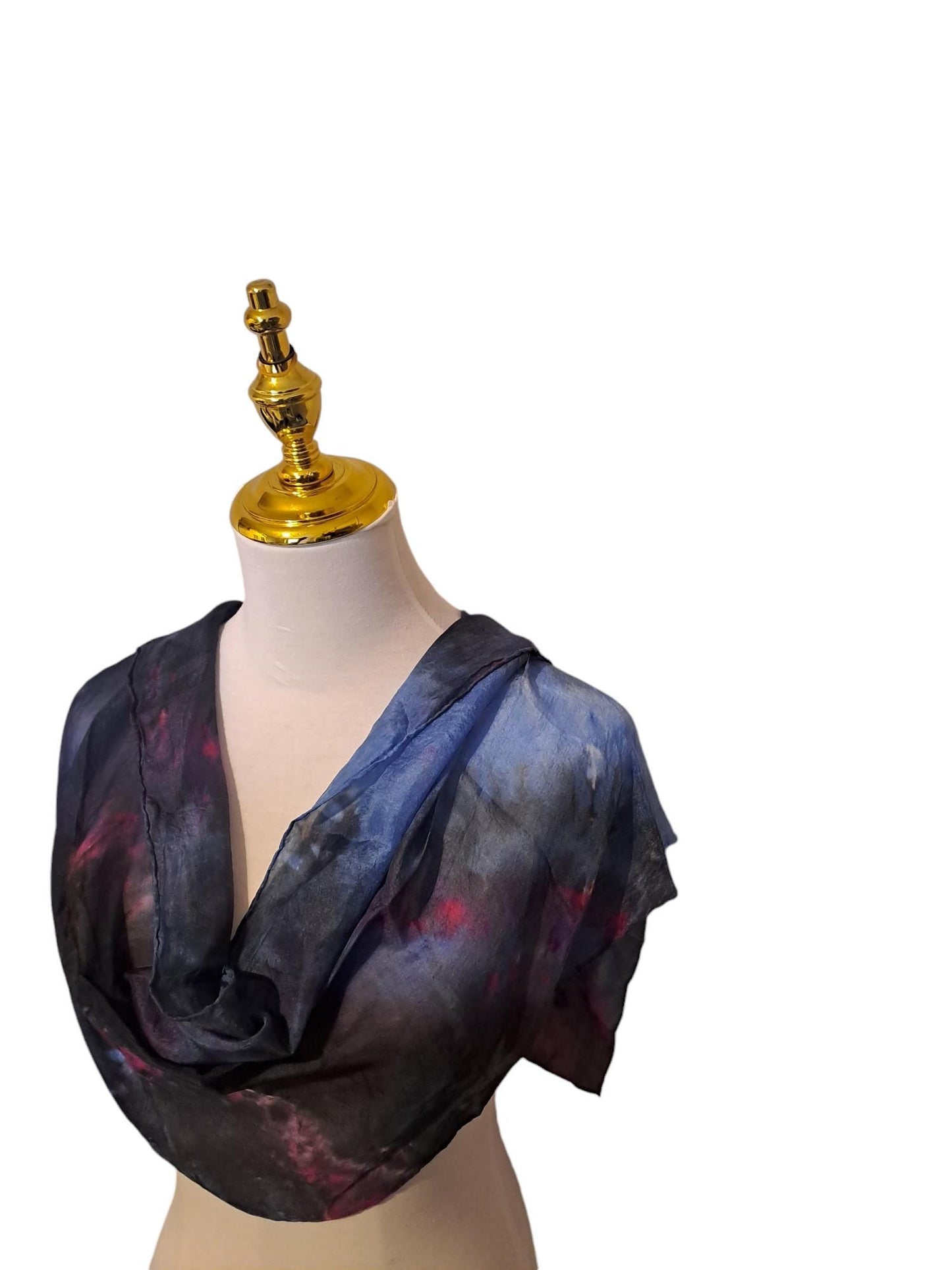 Black and Blue Ice-Dyed Scarf: Handmade Elegant Fashion