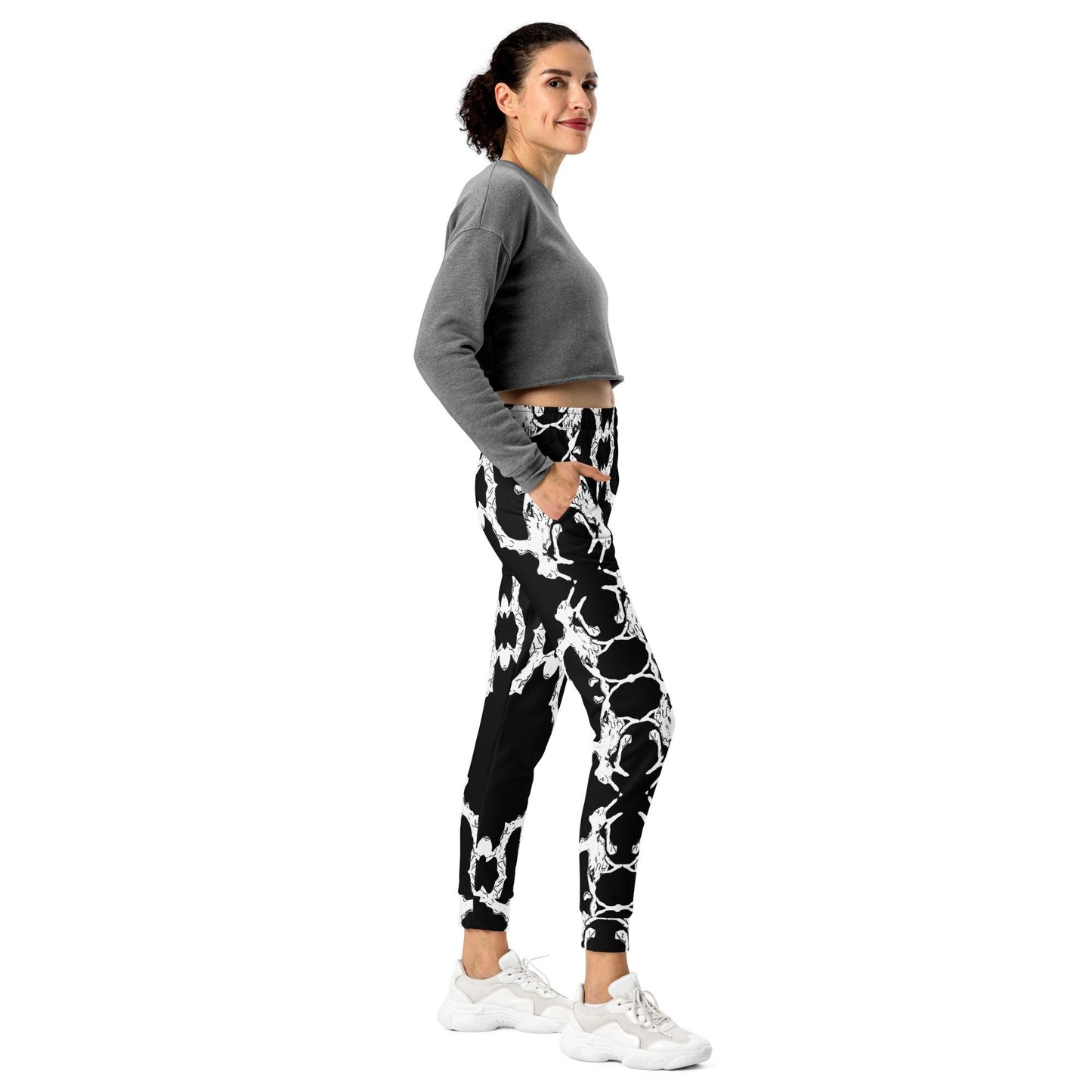 Abstract Print Joggers: Black & White Lounge Sweatpants