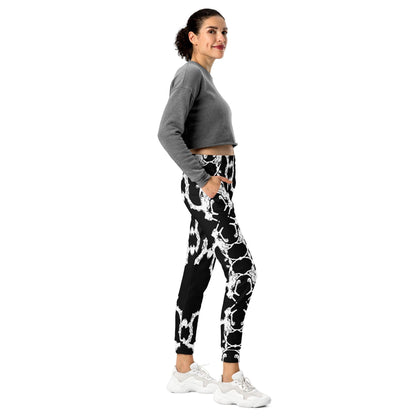 Abstract Print Joggers: Black & White Lounge Sweatpants
