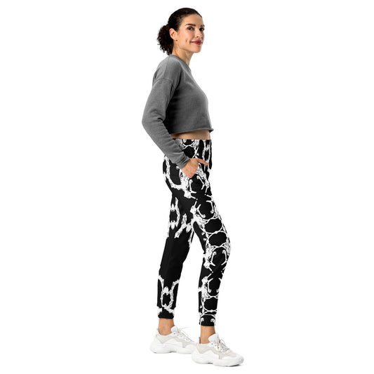 Abstract Print Joggers: Black & White Lounge Sweatpants