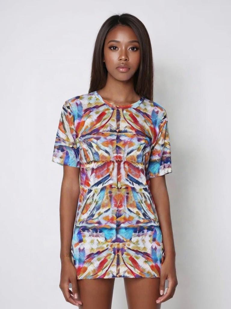 Multicoloured T-Shirt Dress: Vibrant Oversize Summer Top