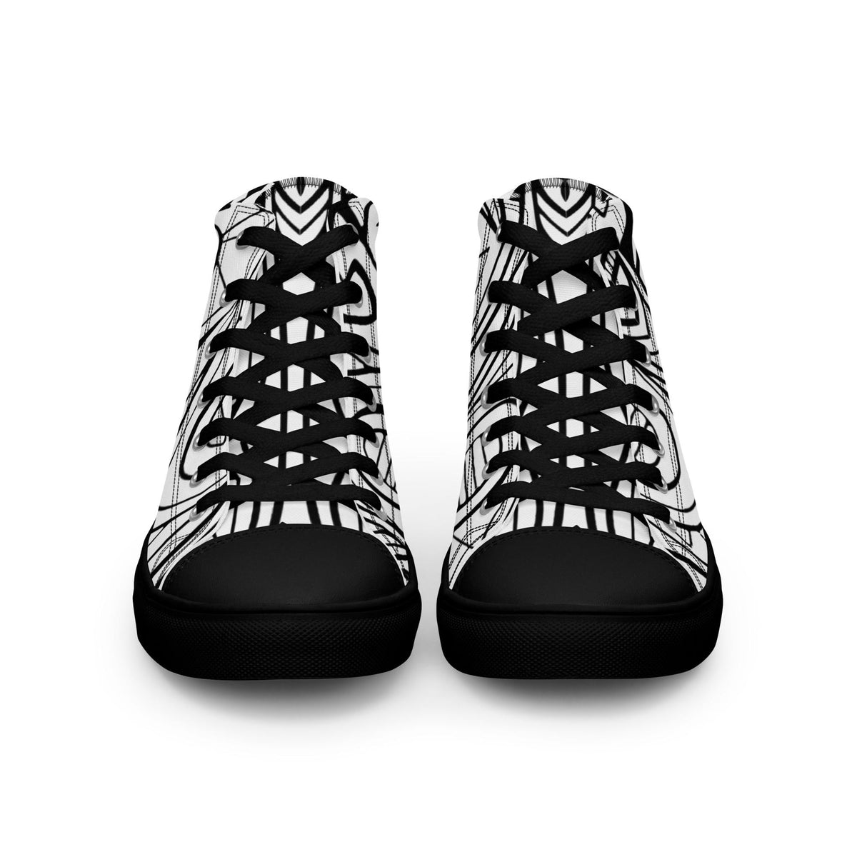 Black & White Abstract High-Top trainers– Elegant Casual Shoes with Modern Geometric Pattern
