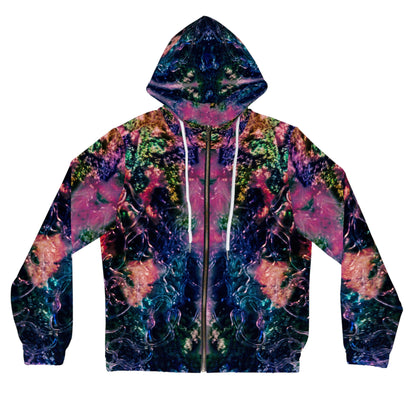 Galaxy Floral Women's Full-Zip Hoodie — Psychedelic Mirror Print