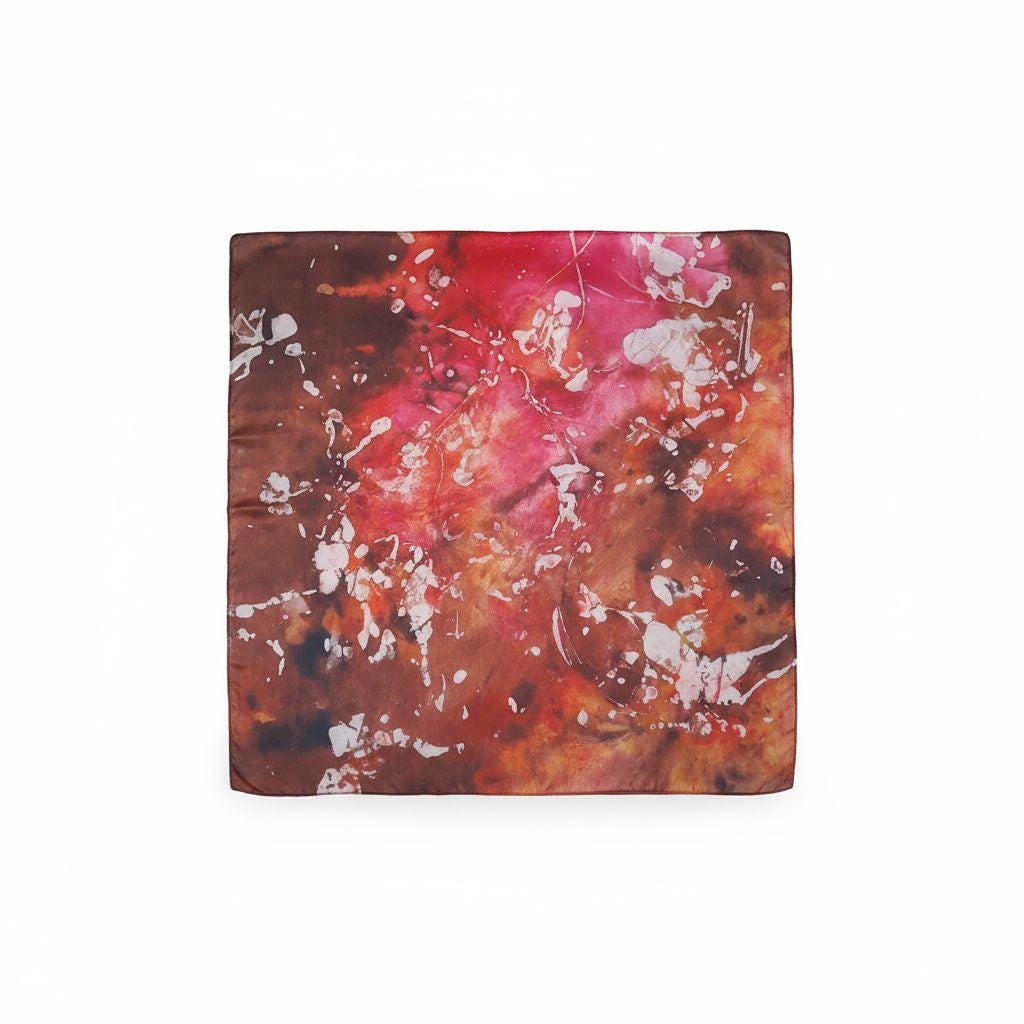 Handmade Batik Iced Dyed Scarf: Abstract Blossom Spring Scarf