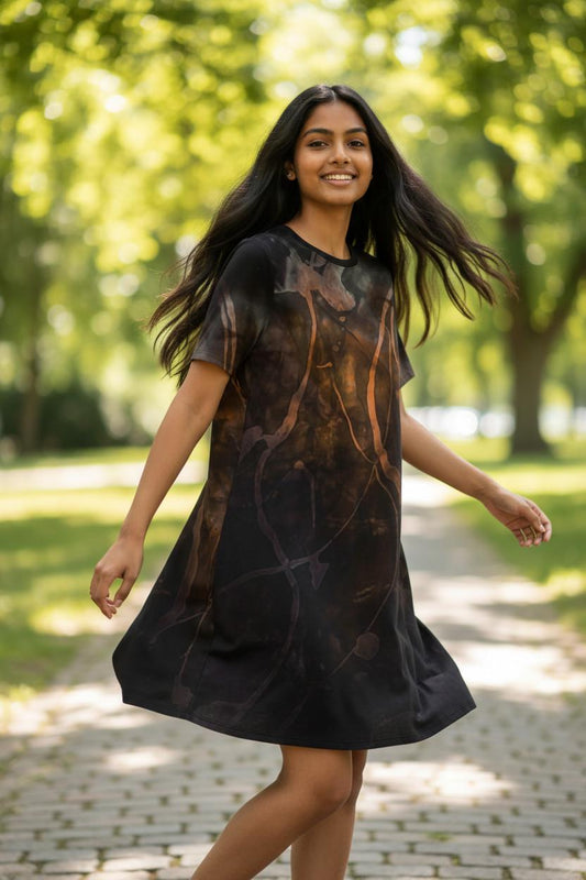 Galaxy Shirt Dress: Bronze & Black Loungewear