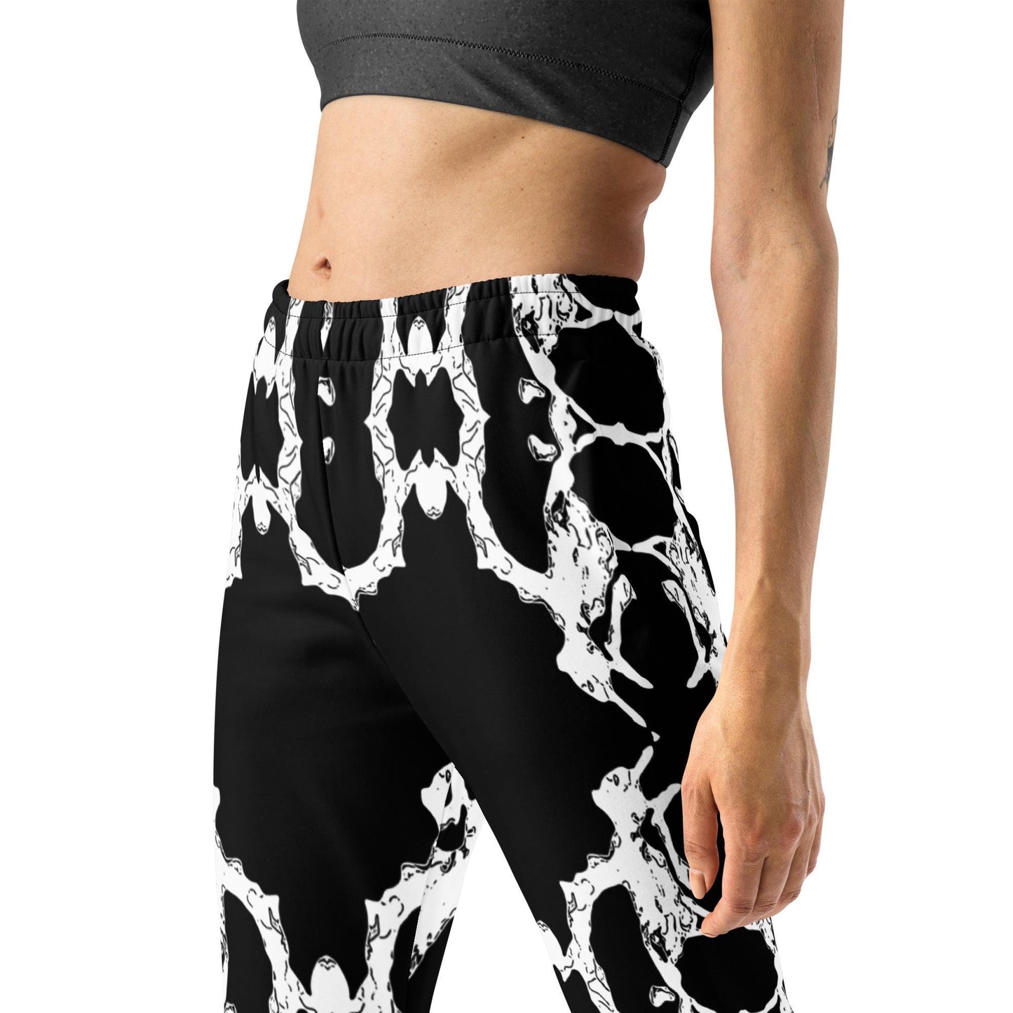 Abstract Print Joggers: Black & White Lounge Sweatpants