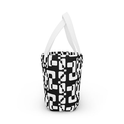 Geometric Black & White Lunch Bag — Retro Modern Insulated Tote