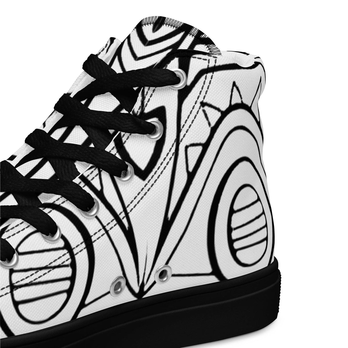 Black & White Abstract High-Top trainers– Elegant Casual Shoes with Modern Geometric Pattern