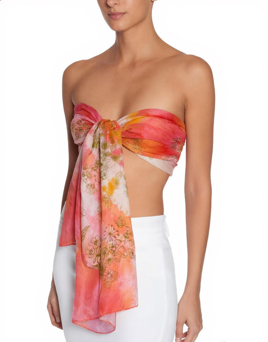 Floral Scarf Bundle – Pink & Orange Hand-Painted Style, Set of 2