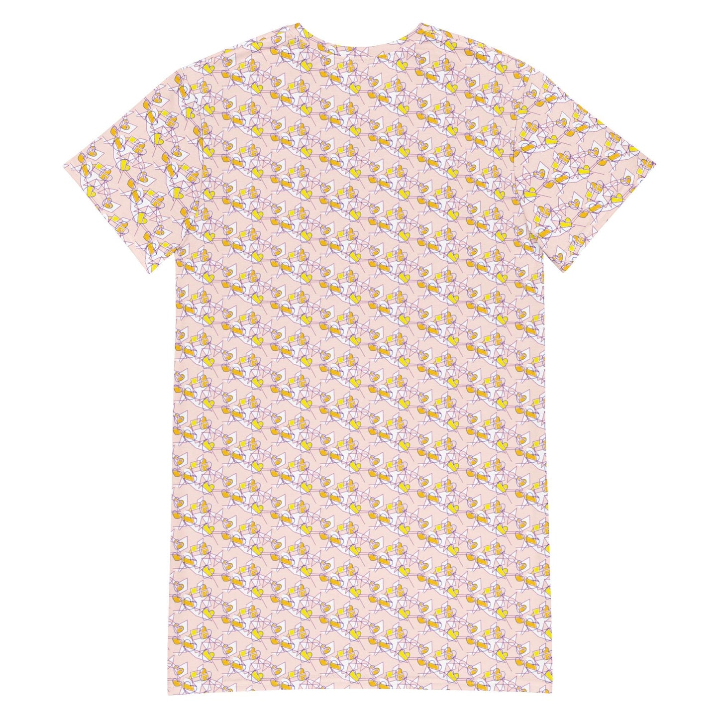T-shirt dress, Light Peach Pink Elegant T-Dress- Abstract Print