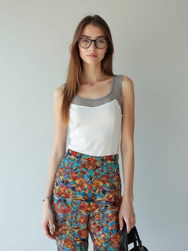 wide-leg pants Elegant Floral– Sophisticated and Stylish Ensemble elasticed waist wide legged trousers l