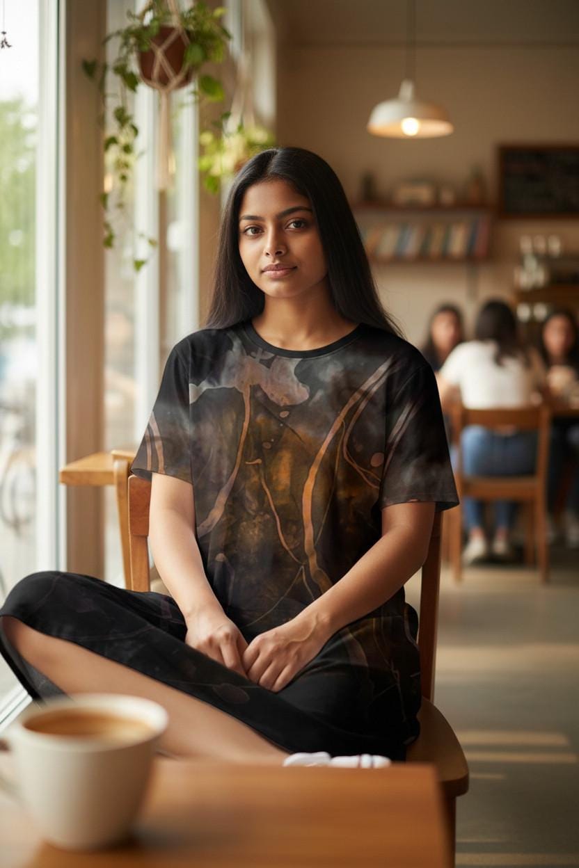 Galaxy Shirt Dress: Bronze & Black Loungewear