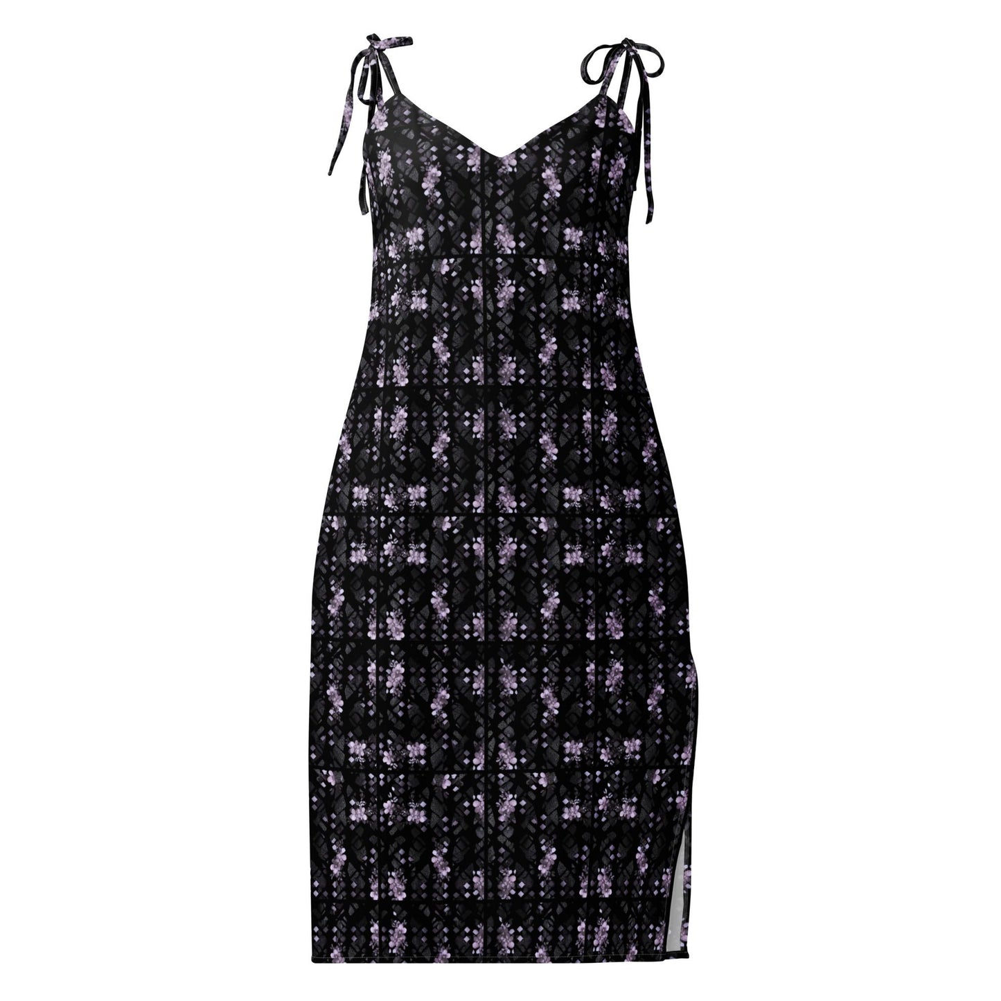 Black Floral Chiffon Midi Dress – womens gift & Holiday Outfit