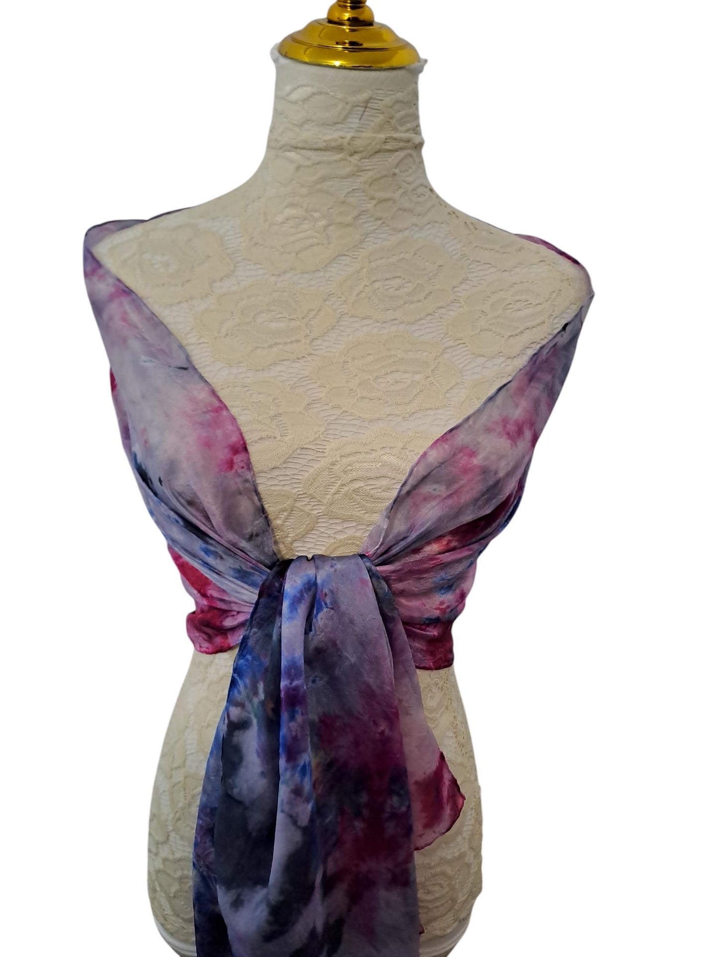 Handmade Blue & Pink Tie-Dyed Silk Scarf: Artisan Fashion