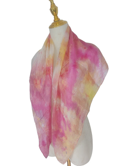Pink and Orange Silk Scarf: Lightweight Spring Summer Accessory