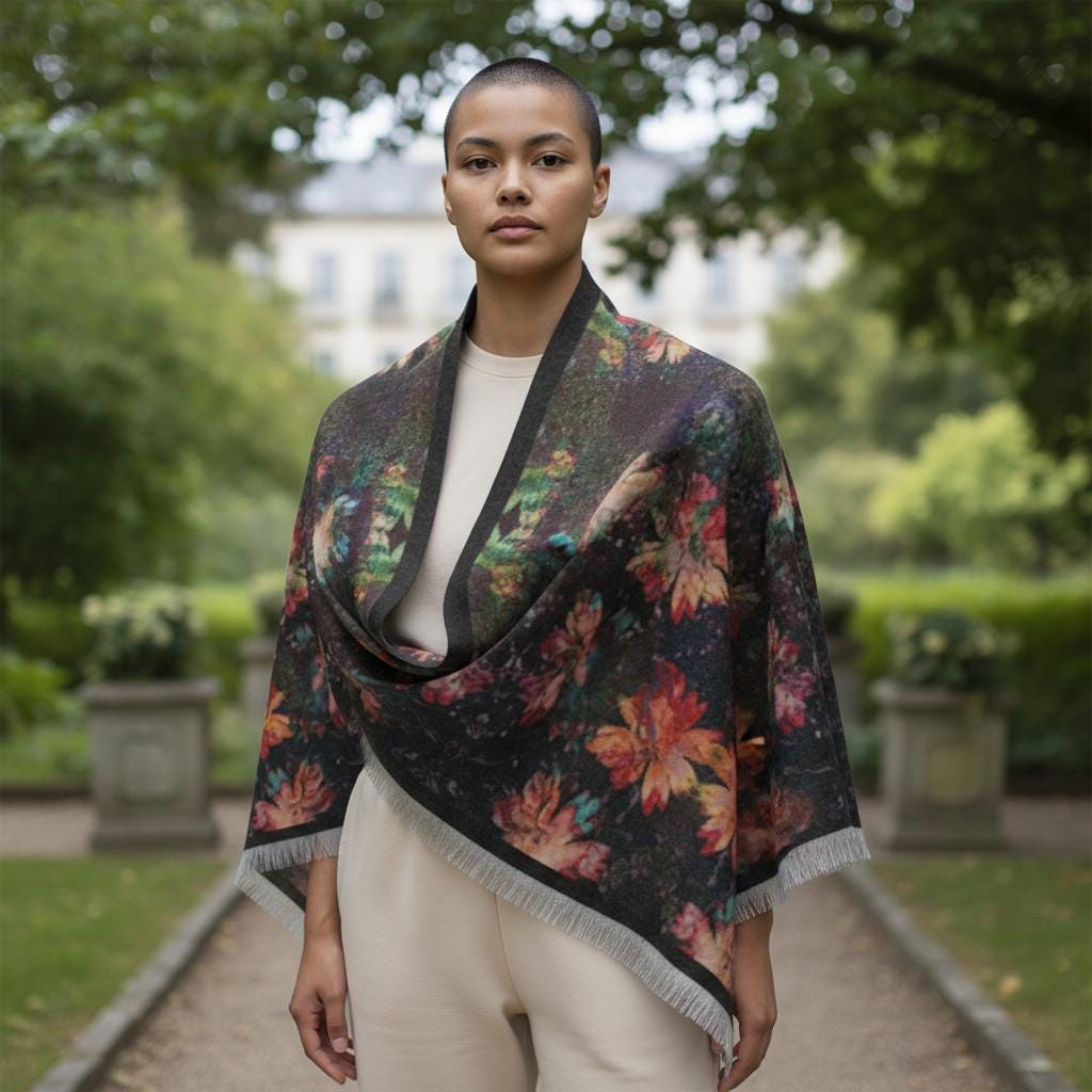 Floral Lightweight Scarf: Sheer Boho Style - 27x71"