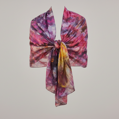 Red Abstract Scarf: Elegant Ice-Dyed Ladies Accessory