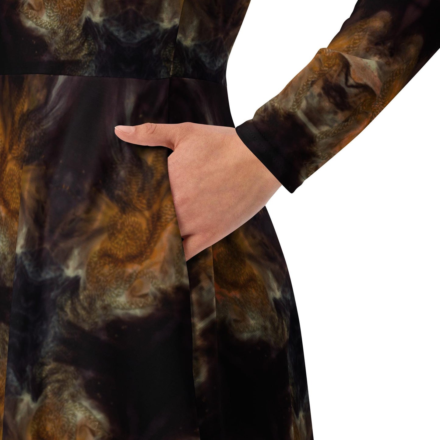 Abstract Print Mini Dress: Chic Long Sleeve Fall Fashion
