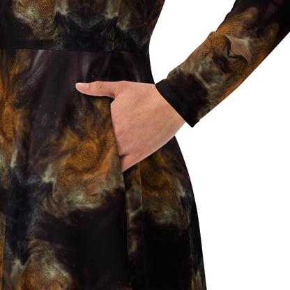 Abstract Print Mini Dress: Chic Long Sleeve Fall Fashion