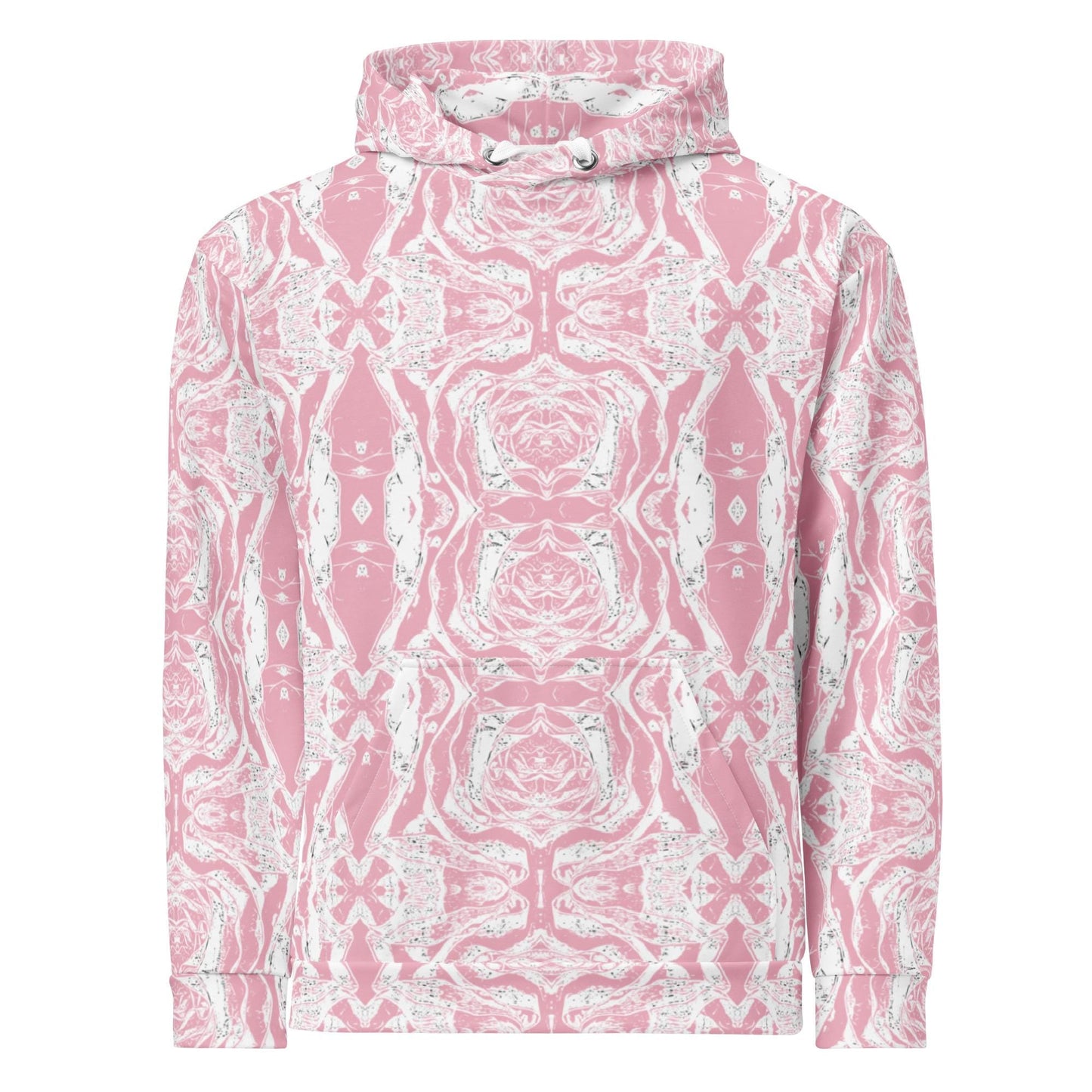 Pink Marble Print Hoodie with Pocket