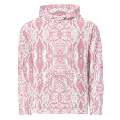Pink Marble Print Hoodie with Pocket