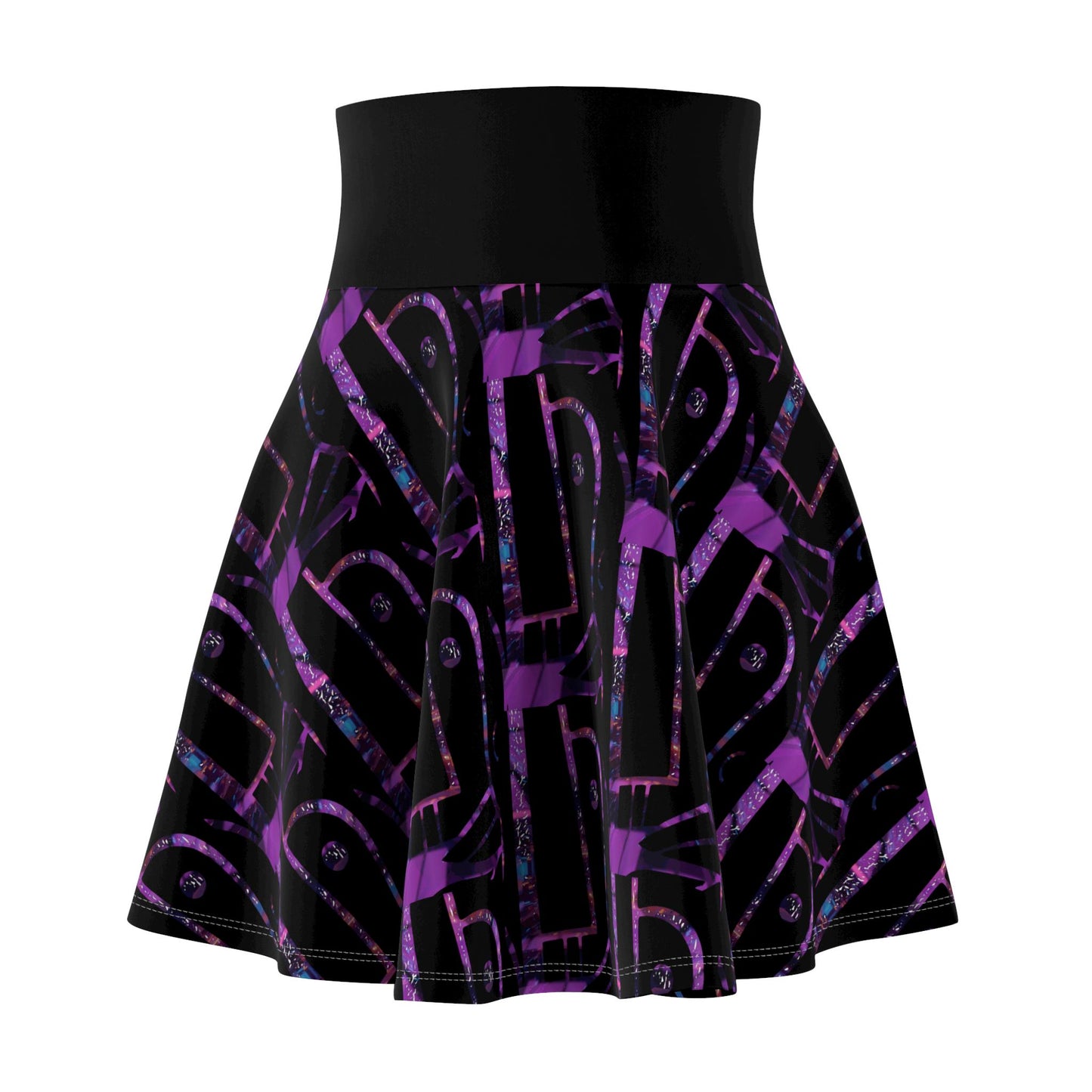 Purple Abstract Skater Skirt: Festival Boho Style