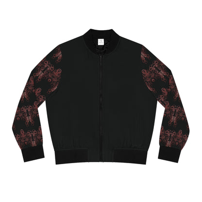 Bomber Jacket- black bomber jacket with printed detailed sleeves