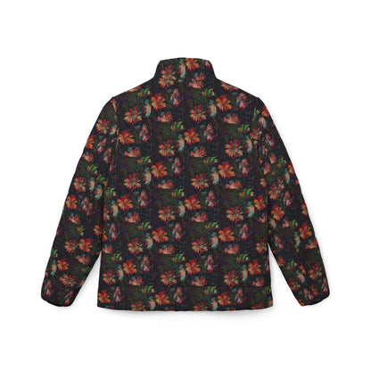 Floral Puffer Jacket, Womens Winter Warm Layer