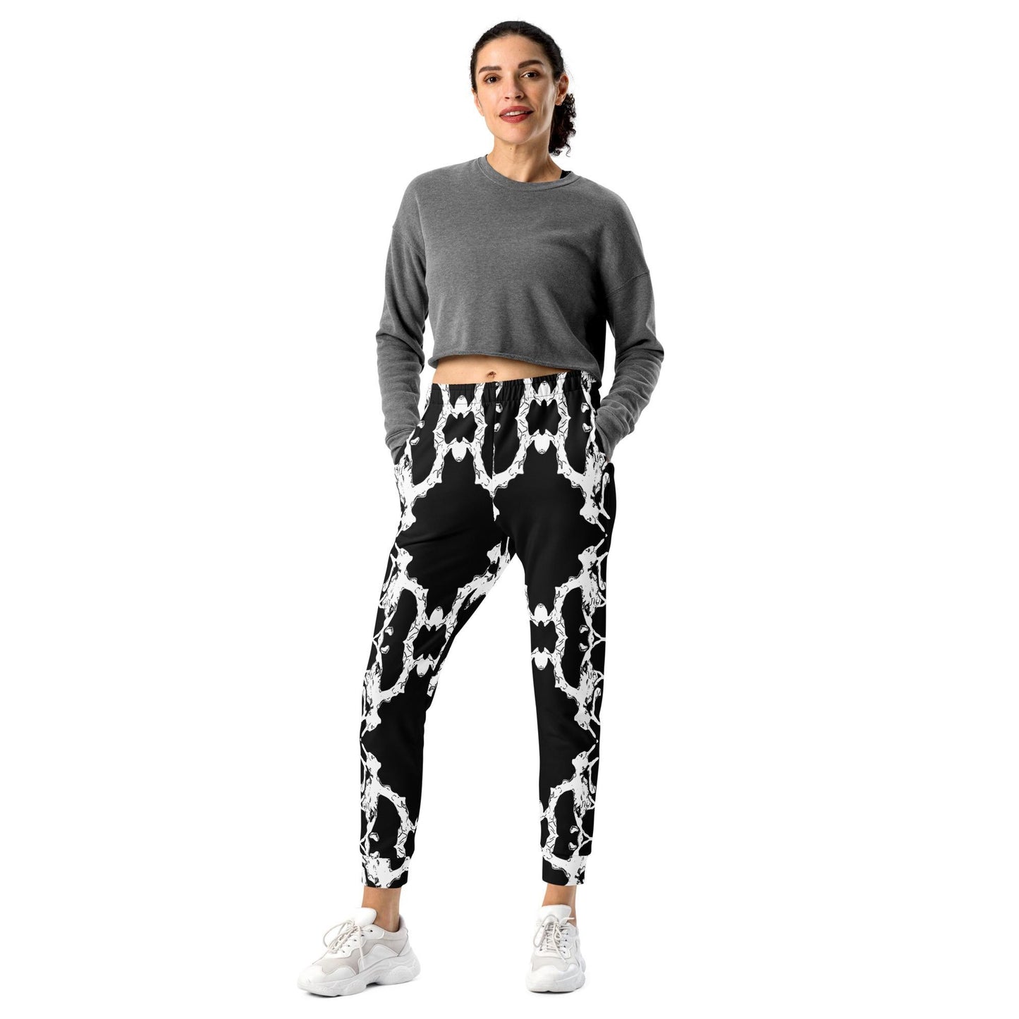 Abstract Print Joggers: Black & White Lounge Sweatpants