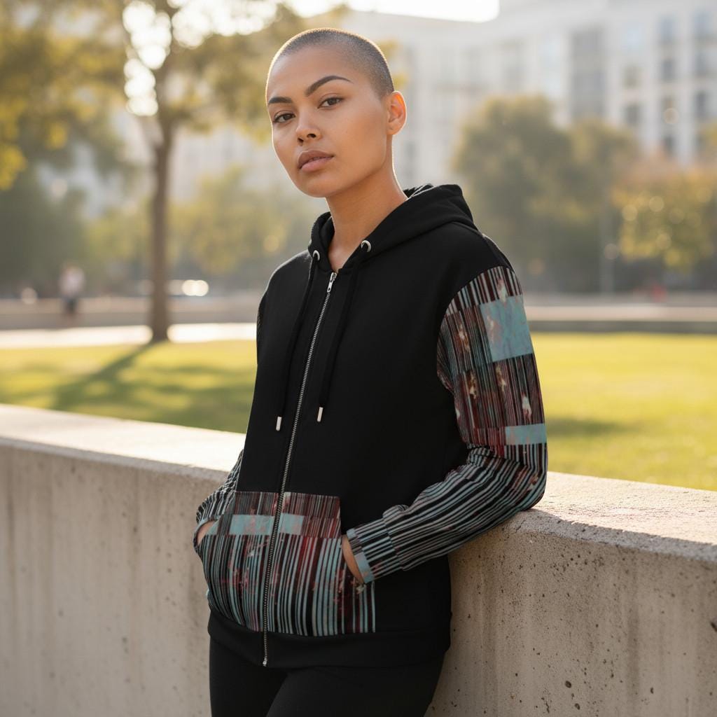 Unisex zip hoodie barcoded hoodie
