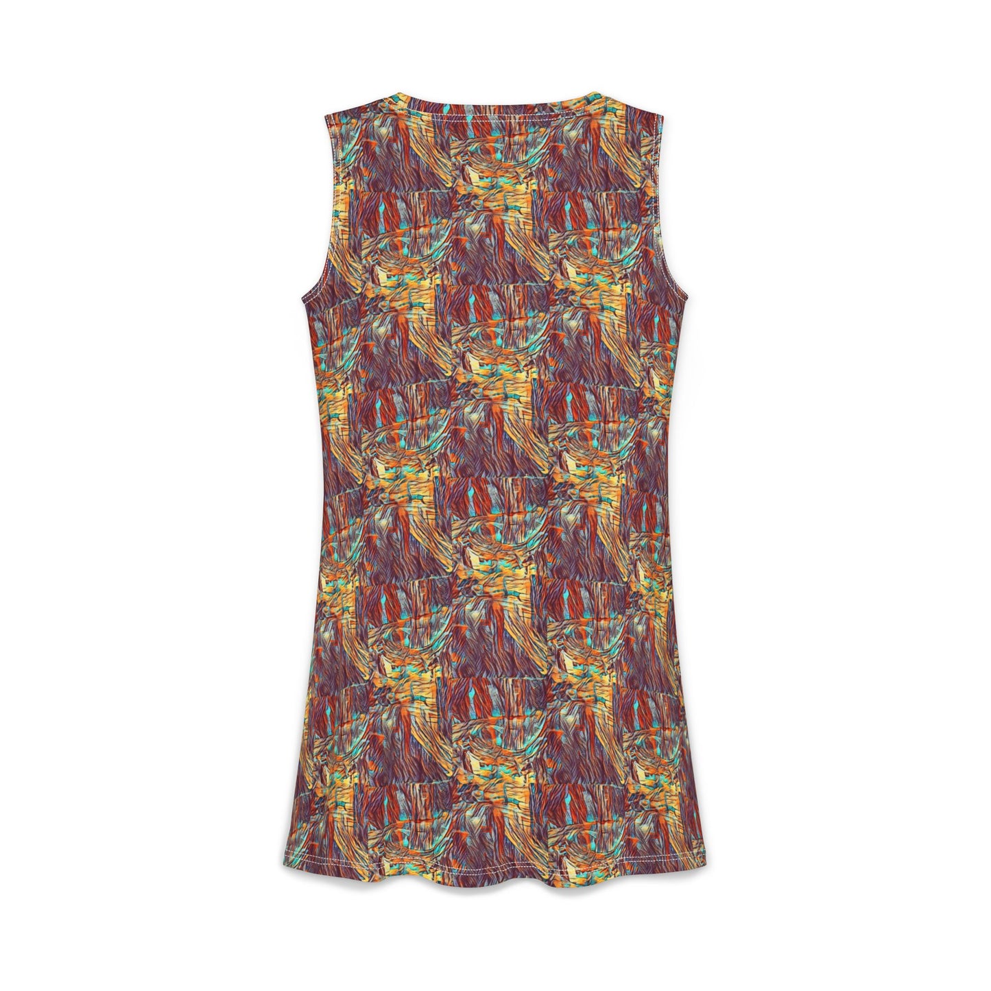 Abstract Autumn Floral Dress — Women’s Casual AOP Swing Dress