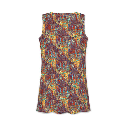 Abstract Autumn Floral Dress — Women’s Casual AOP Swing Dress