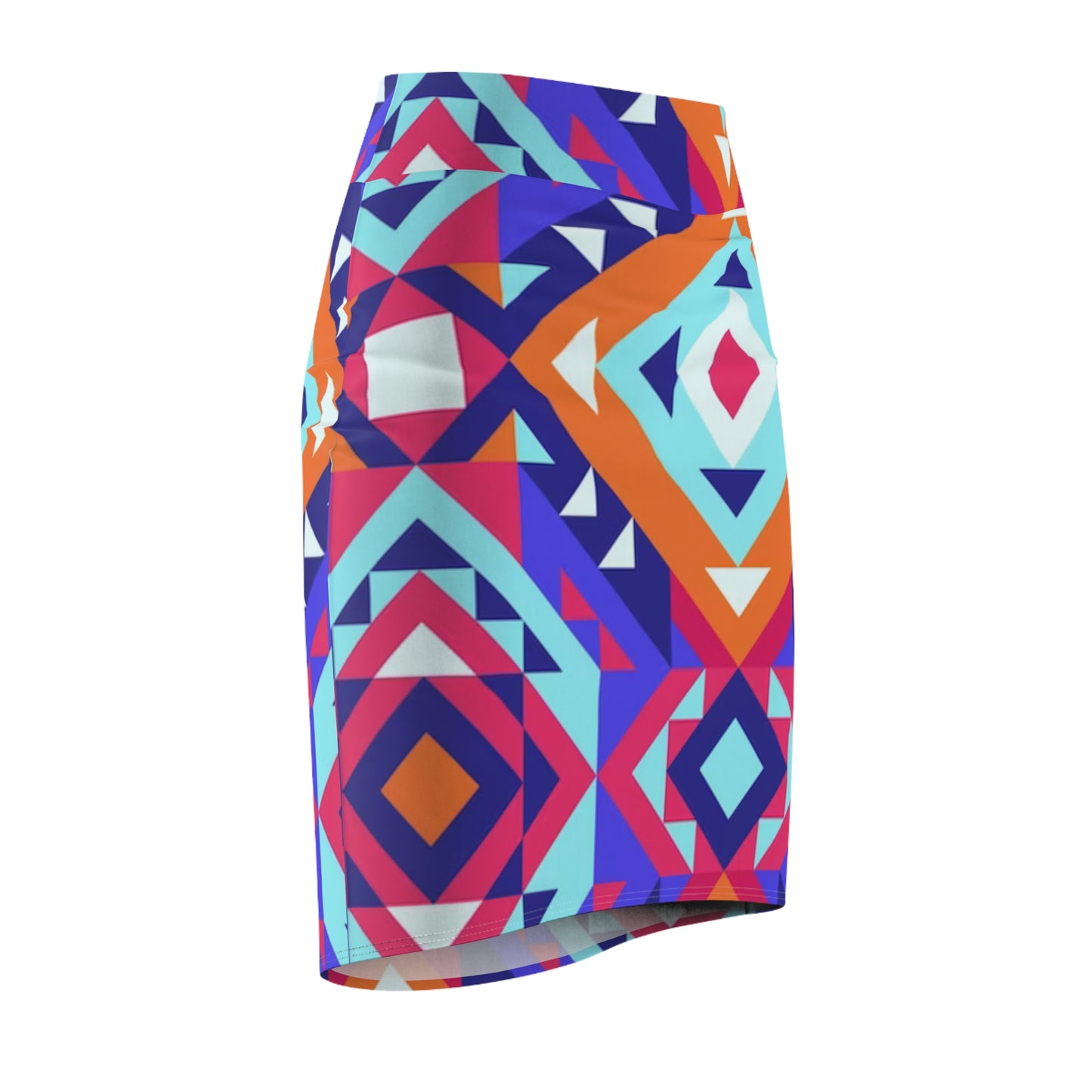 Aztec Geo Print Pencil Skirt — Bold Tribal Pattern Women's Skirt