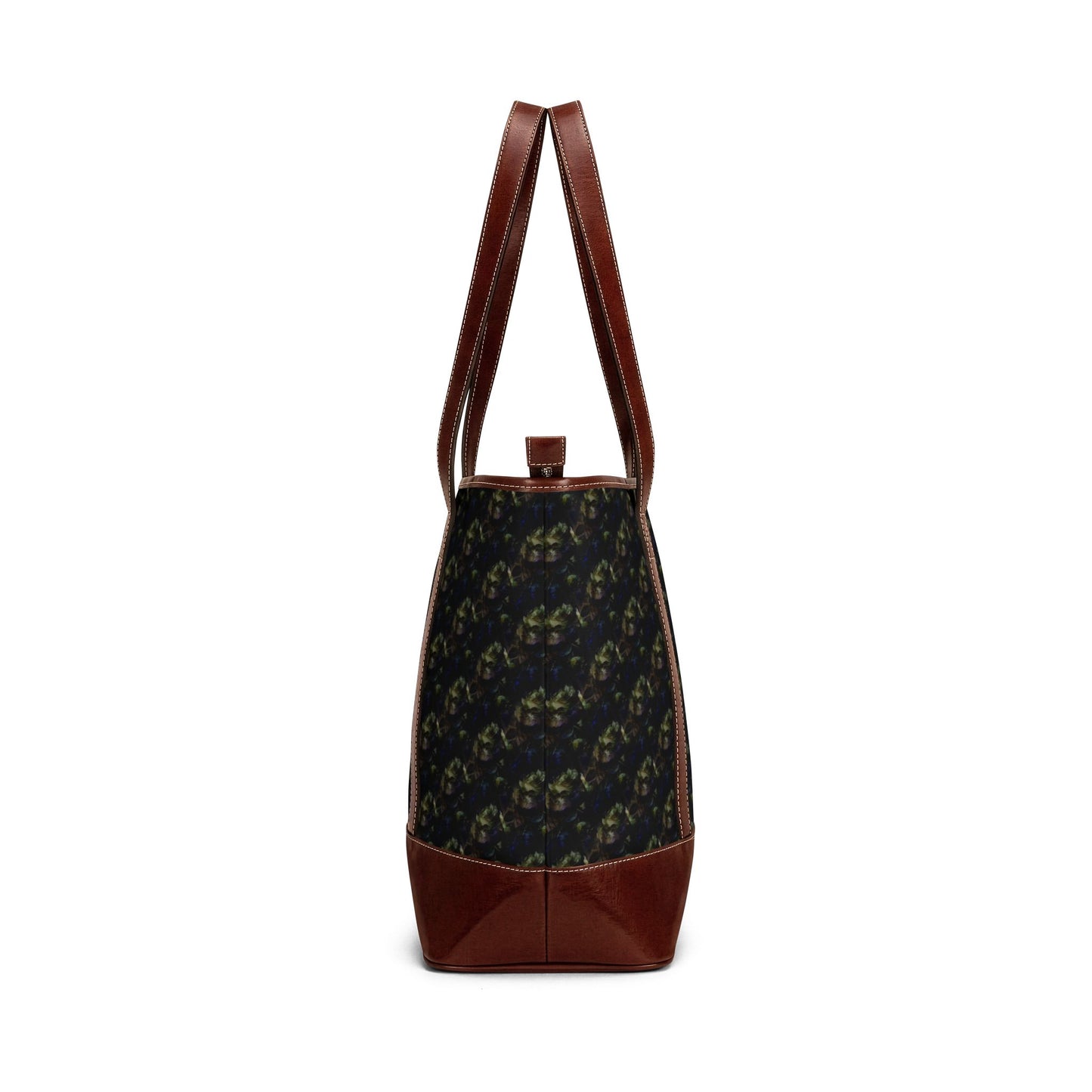 Vintage Botanical Tote Handbag — Dark Floral Pattern Shoulder Bag