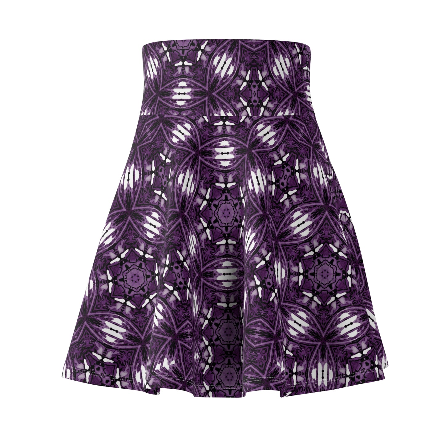 Purple Kaleidoscope Skater Skirt — Abstract Mandala Print