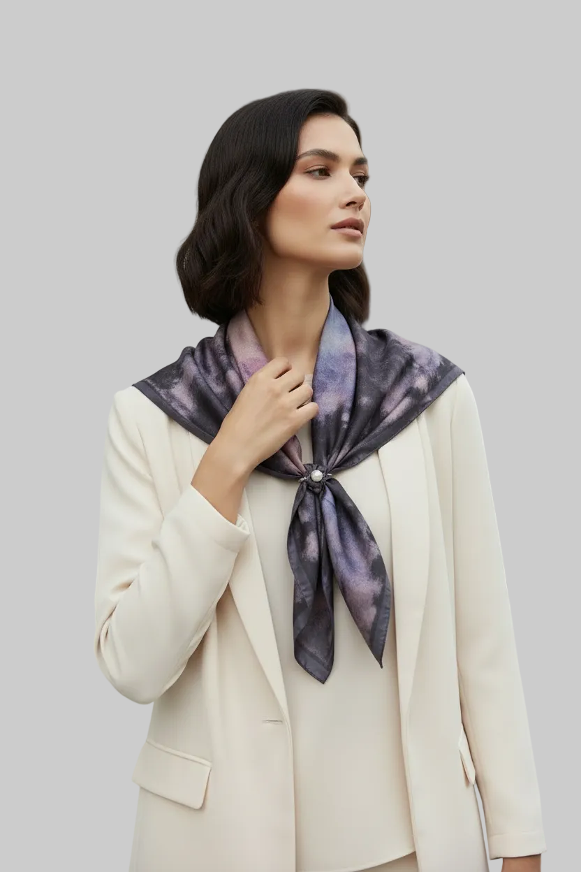 Handmade Silk Scarf: Black & Rose Pink Icy-Dye Wrap