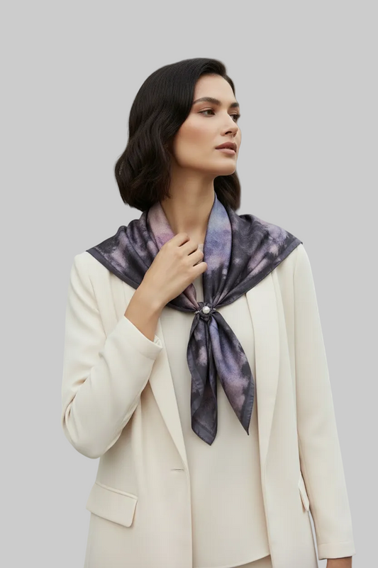 Handmade Silk Scarf: Black & Rose Pink Icy-Dye Wrap