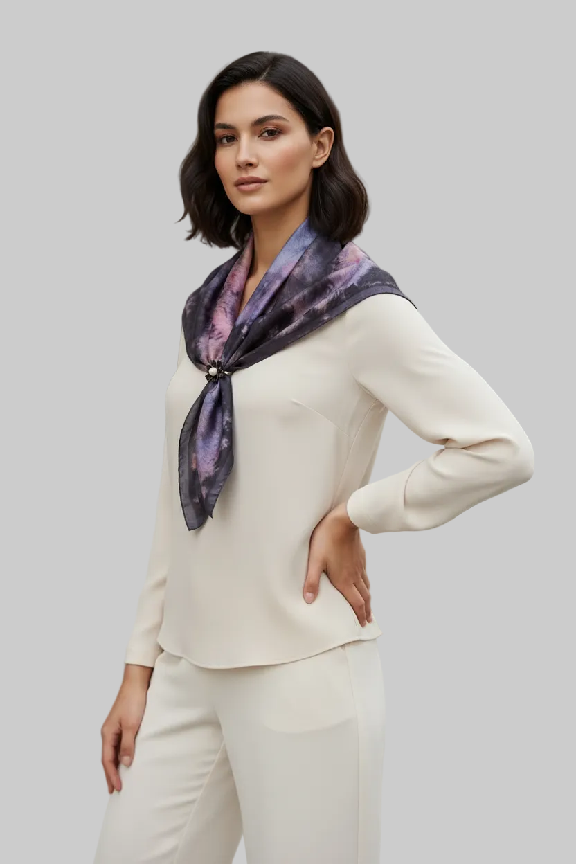 Handmade Silk Scarf: Black & Rose Pink Icy-Dye Wrap