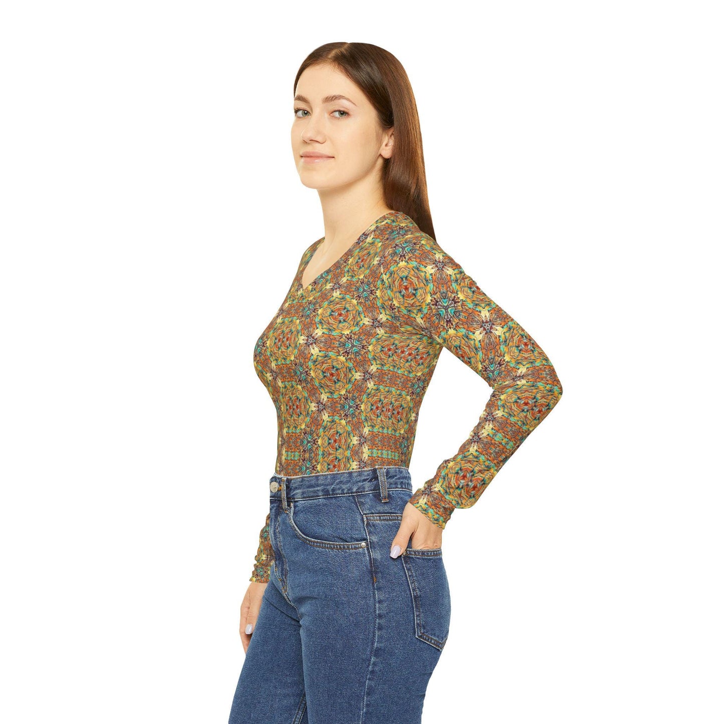 Bohemian V-Neck Long Sleeve Shirt: Colorful Fall Fashion