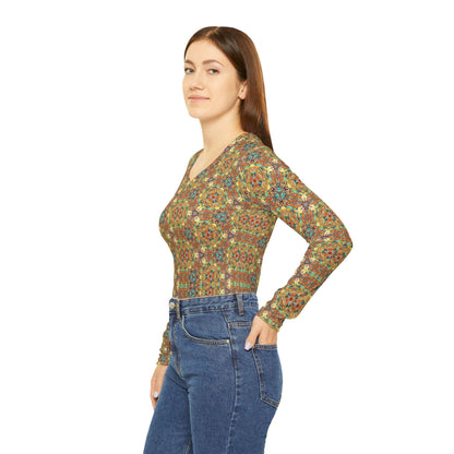 Bohemian V-Neck Long Sleeve Shirt: Colorful Fall Fashion