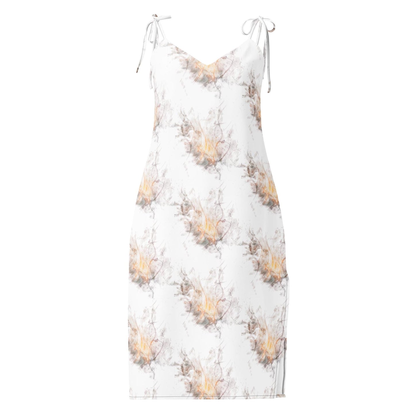 Floral Chiffon Slip Dress: Adjustable Tie Straps, Built-In Bra
