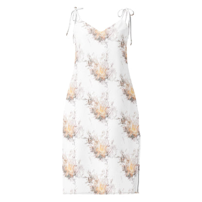 Floral Chiffon Slip Dress: Adjustable Tie Straps, Built-In Bra