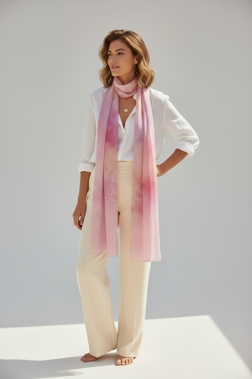 Handmade Pastel Pink Shawl: Long Fashionable Scarf