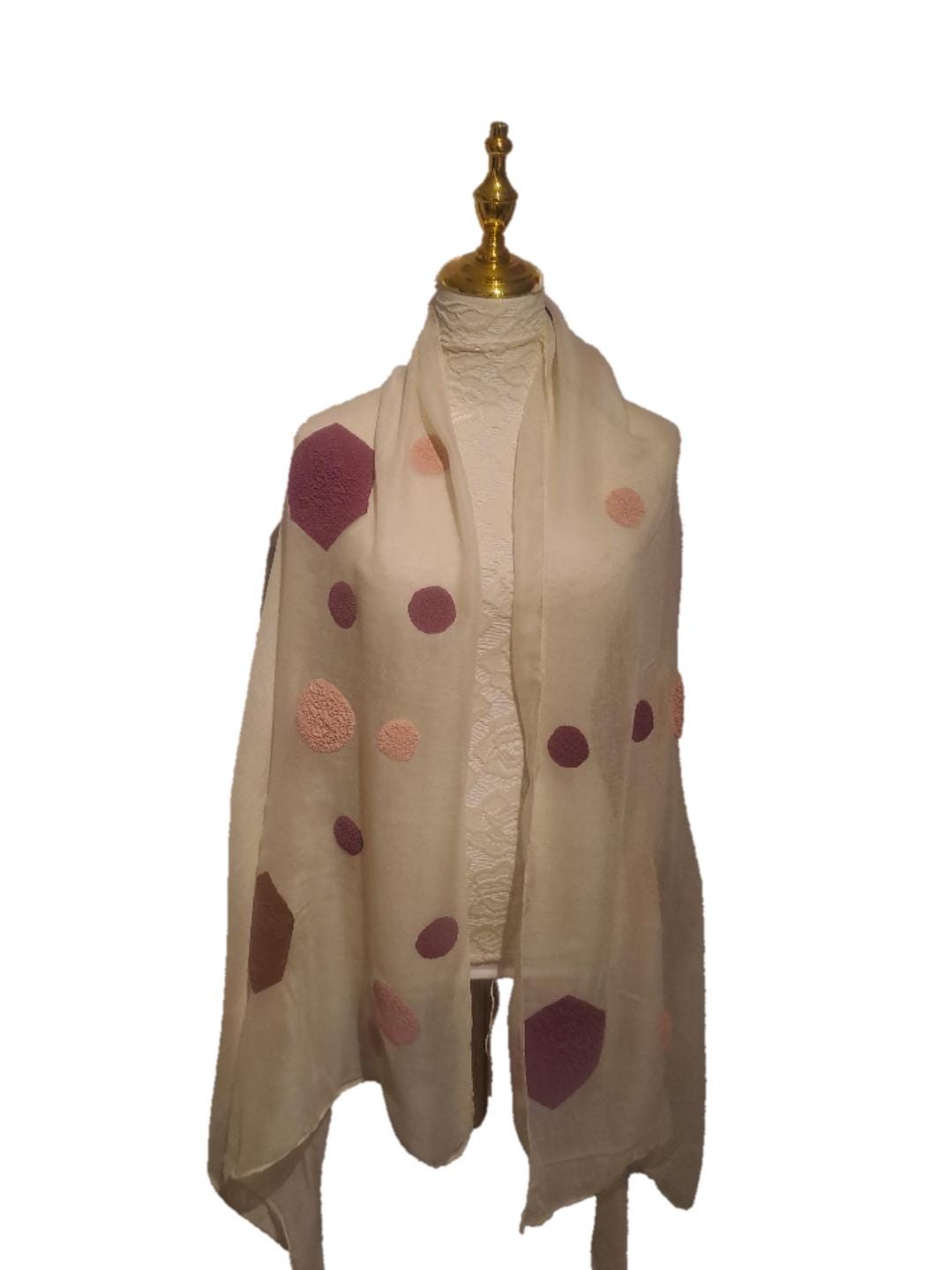Handmade Scarf with Puff Vinyl Pattern | Unique Geometric Design Wrap | Soft and Stylish Accessory