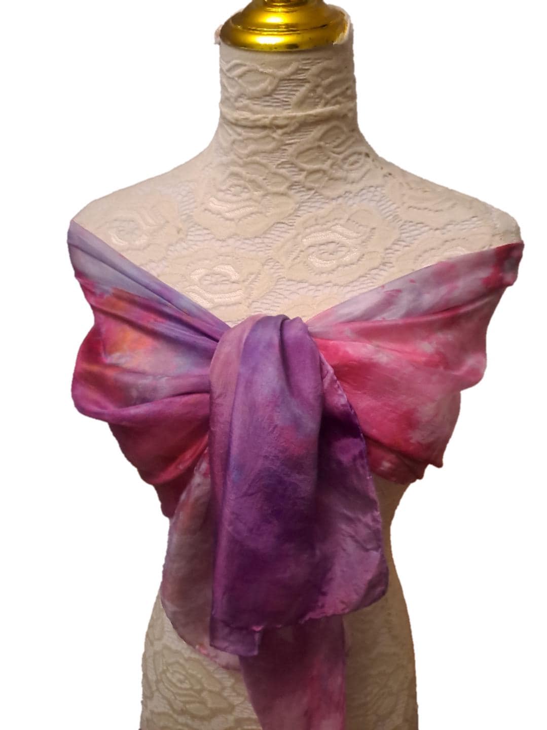 Elegant Silk Scarf: Pink & Purple Shawl, Lightweight Travel Accessory
