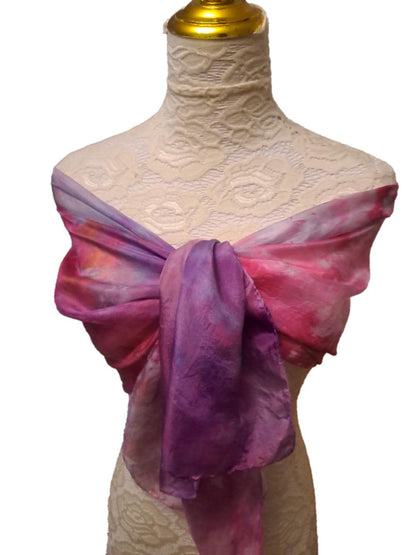 Elegant Silk Scarf: Pink & Purple Shawl, Lightweight Travel Accessory