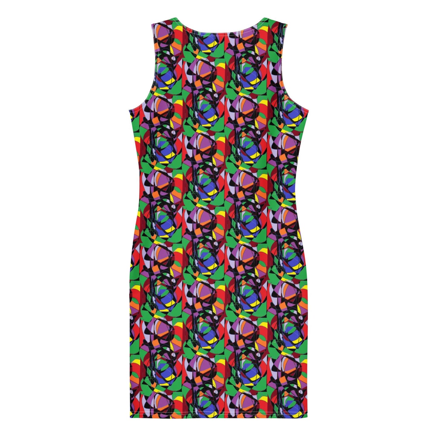Bodycon dress-Colourful Abstract Pattern Sleeveless Mini Dress - Chic Summer Style