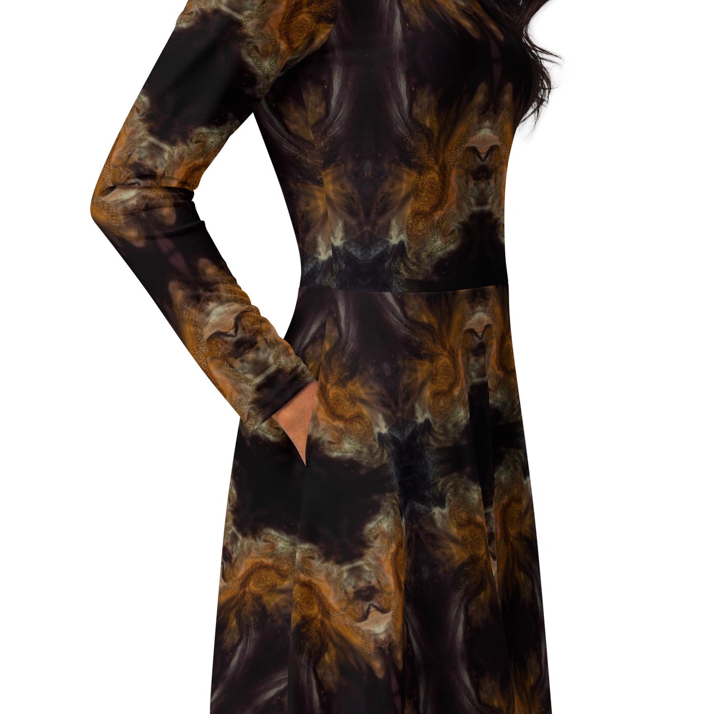 Abstract Print Mini Dress: Chic Long Sleeve Fall Fashion