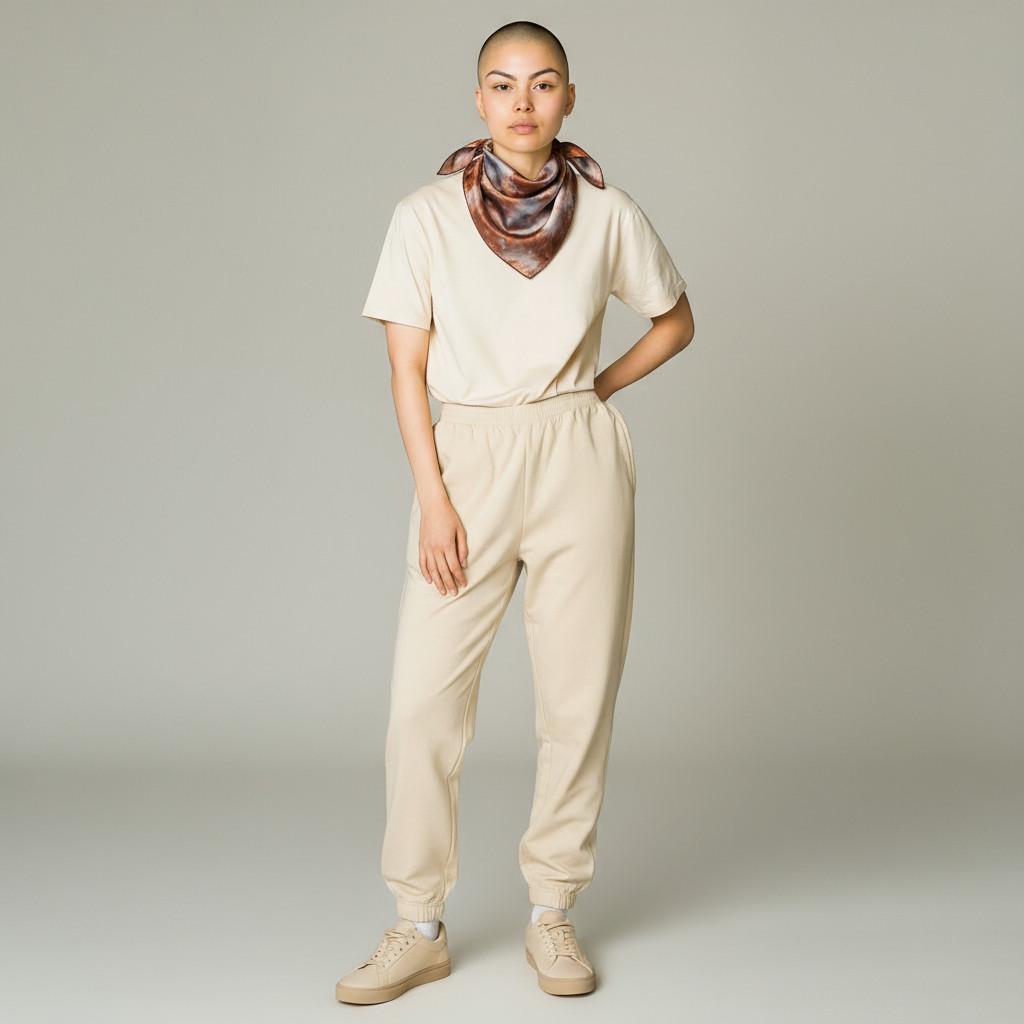 Ice-Dyed Silk Scarf: Handcrafted Bronze and Blue Luxury Accessory